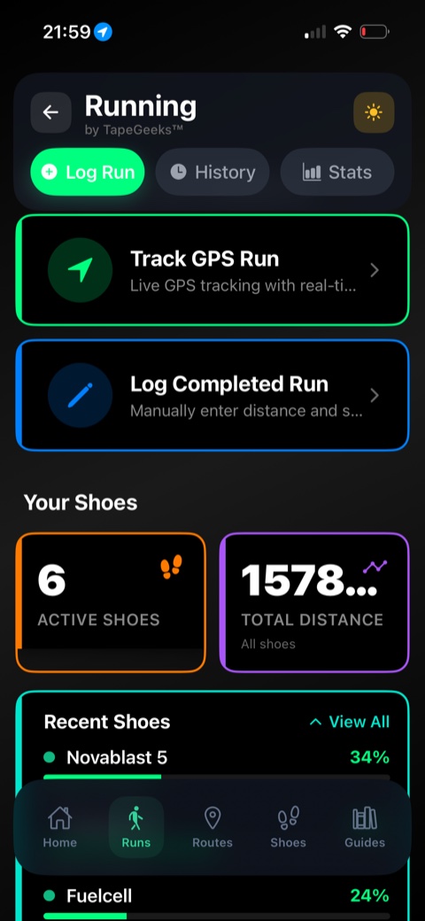 RunMate Pro GPS run-tracking screen
